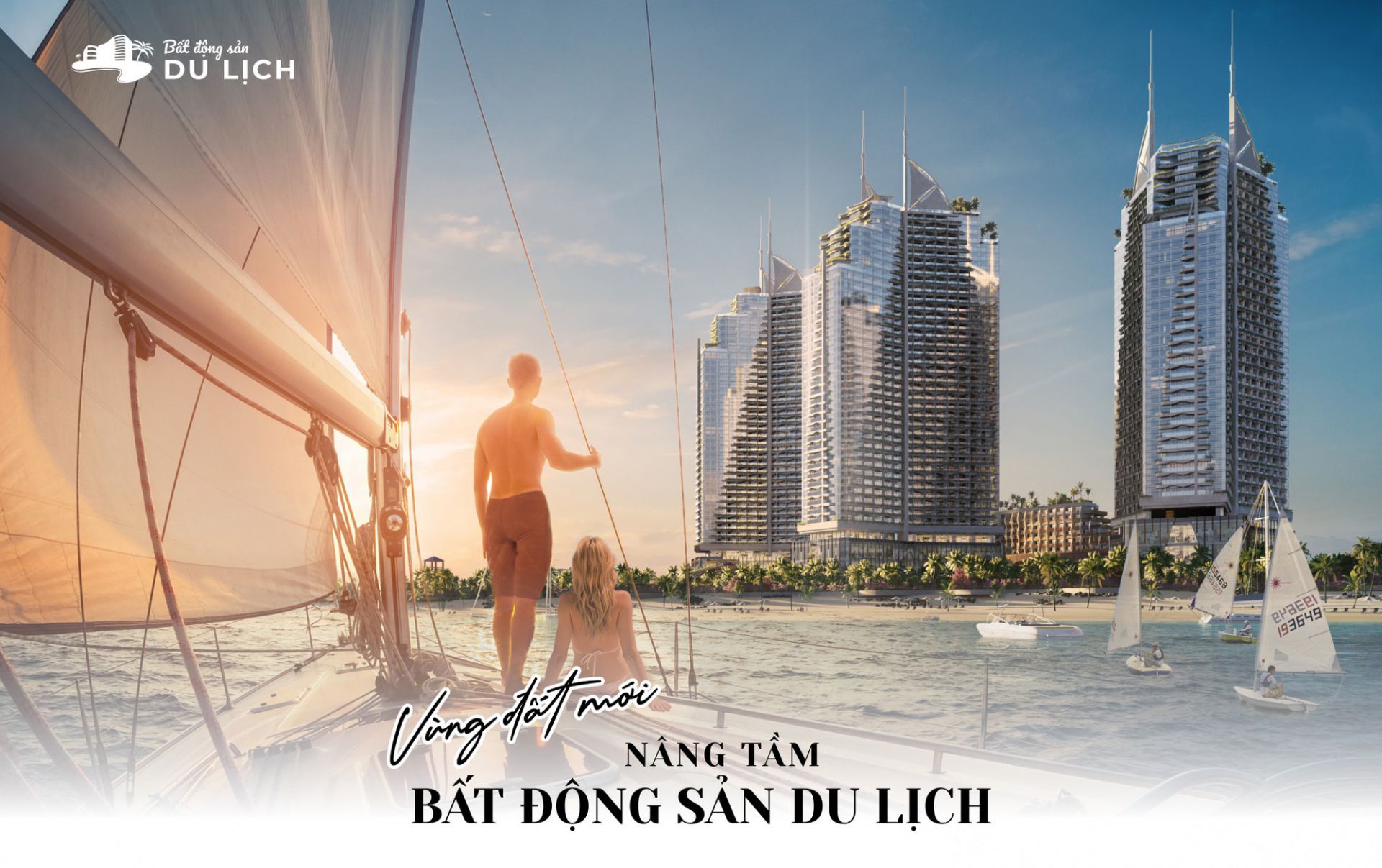 Cặp đôi ngắm tòa nhà từ du thuyền